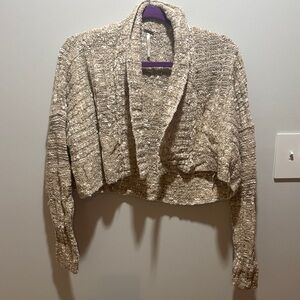 Free People Textured Beige Cropped Sweater